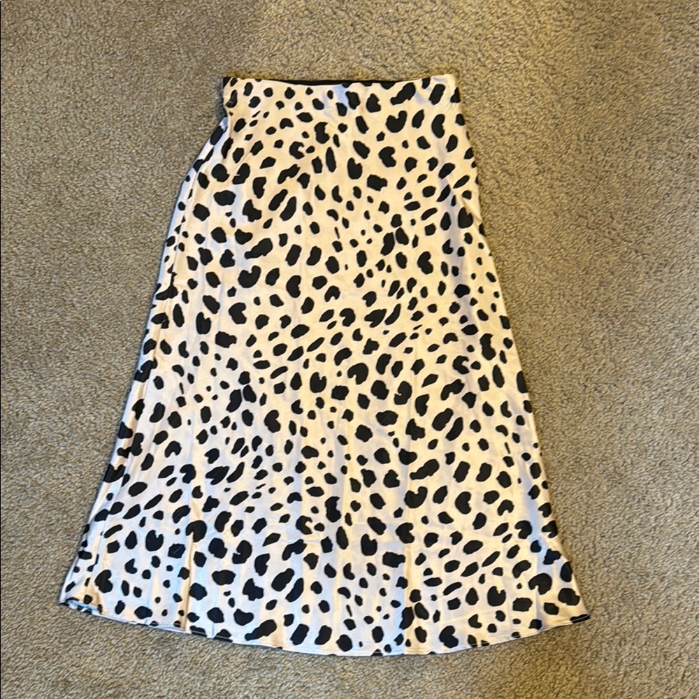 Leopard Print A-Line Midi Skirt